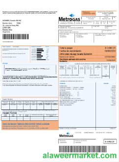 Argentina Metrogas easy to fill business utility bill template in Word and PDF format